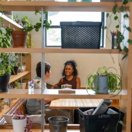 workroom with seating and plants